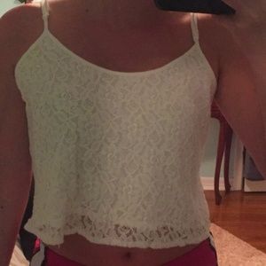Forever 21 White Lace Crop Top